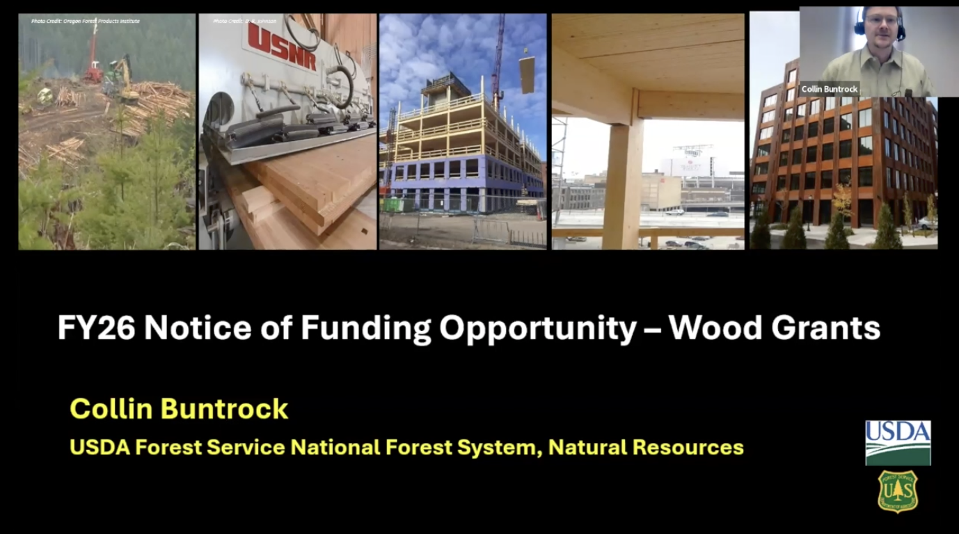 Webinar - FY26 Notice of Funding Opportunity - Wood Grants